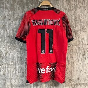 PUMA Men's Zlatan Ibrahimovic AC Milan 23/24 Home Authentic Jersey Size L
